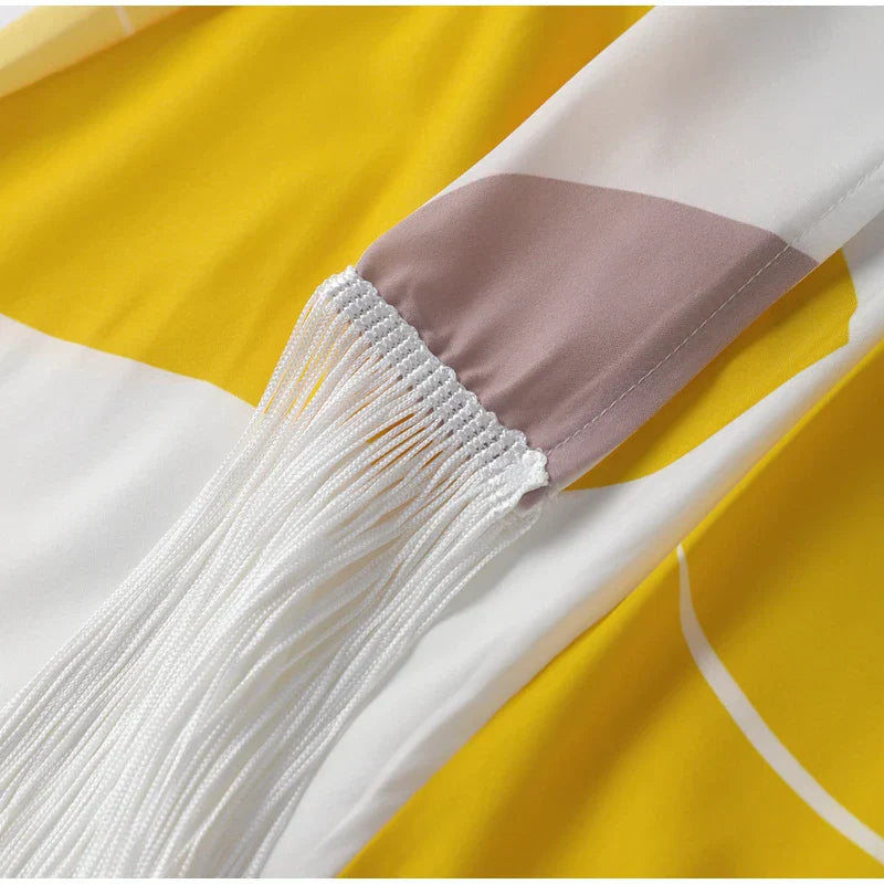 Abiti midi da donna a portafoglio monospalla con frange
