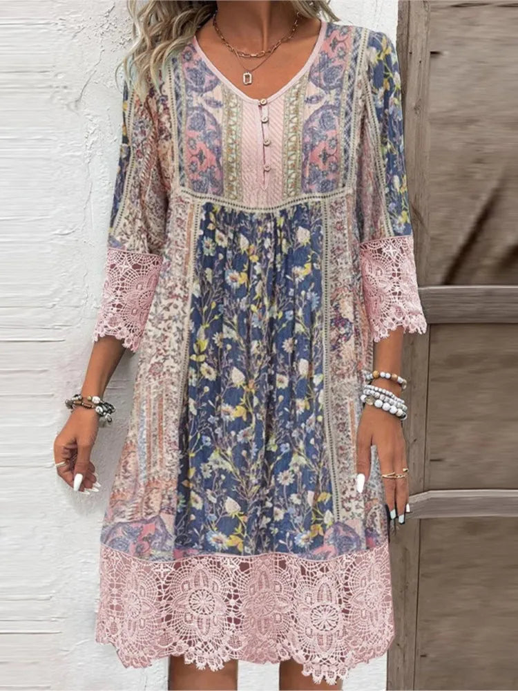 Abito Midi da Donna con Scollo a V