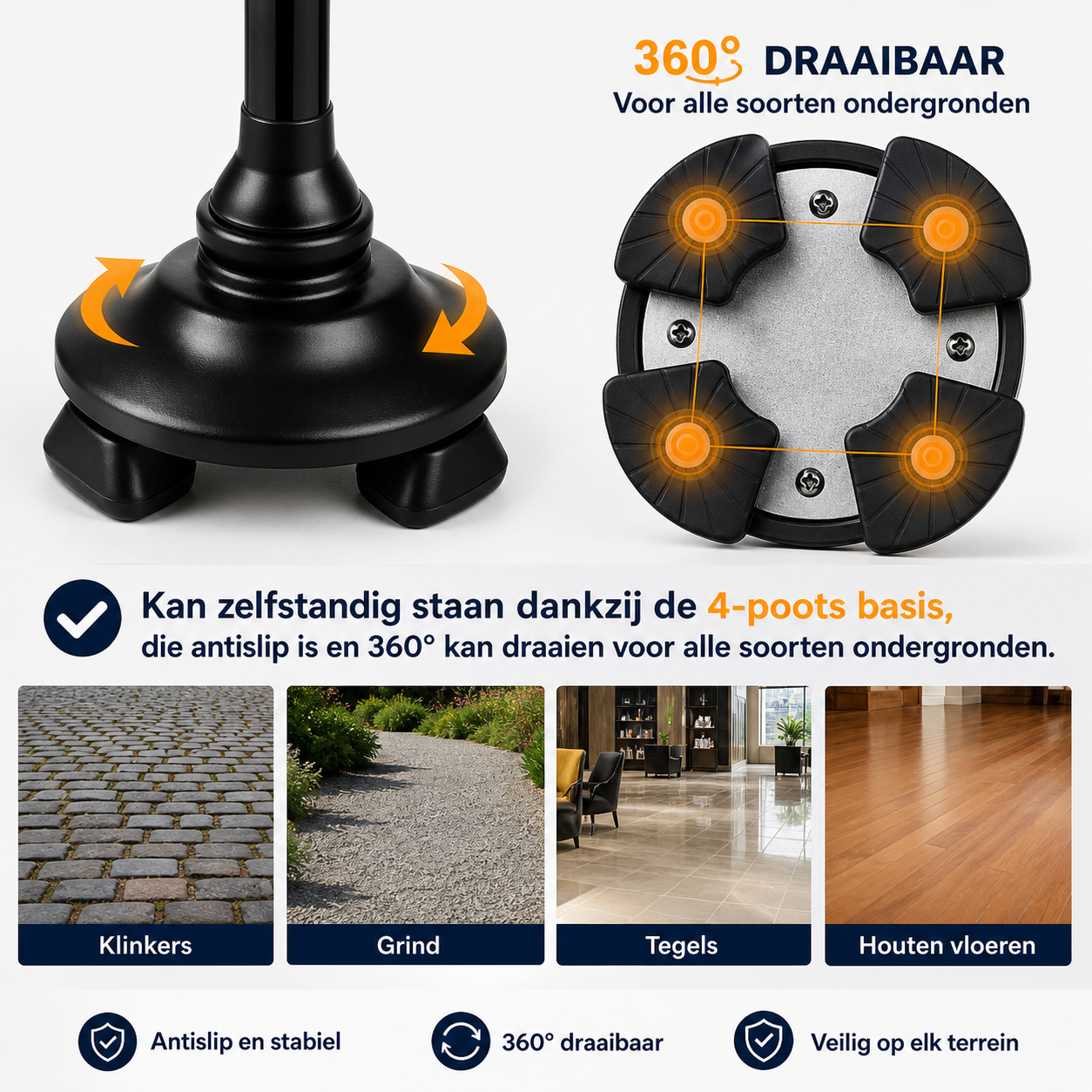 Bastone da Passeggio Smart per Anziani con Allarme di Emergenza e Luce LED