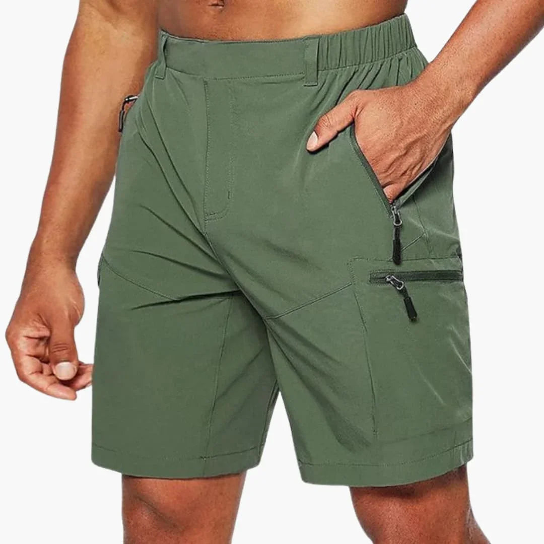 Bermuda cargo da uomo in tessuto ripstop con tasche con zip