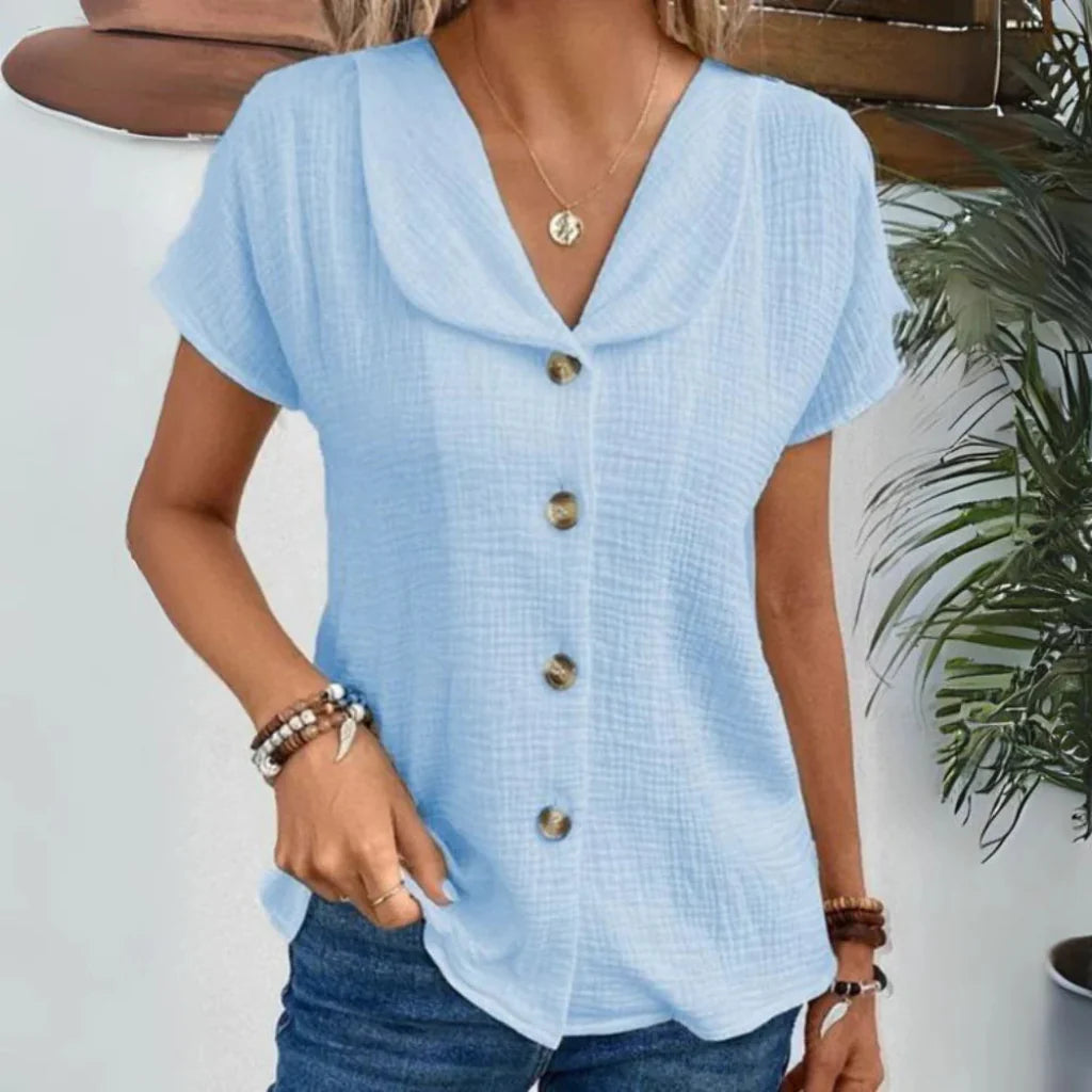 Blusa da donna con colletto e chiusura a bottoni