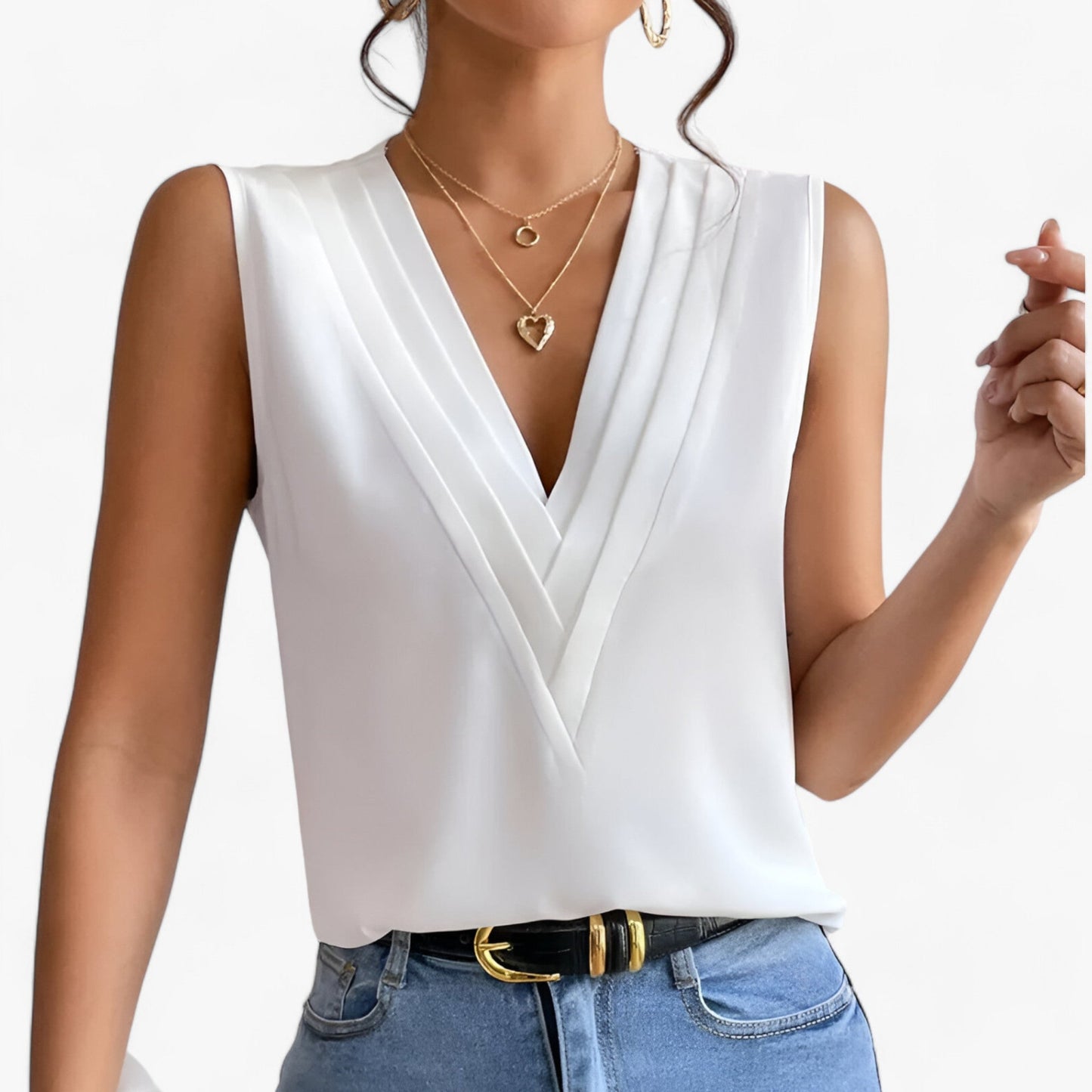 Blusa da Donna con Scollo a V - Senza Maniche, Elegante e Comoda