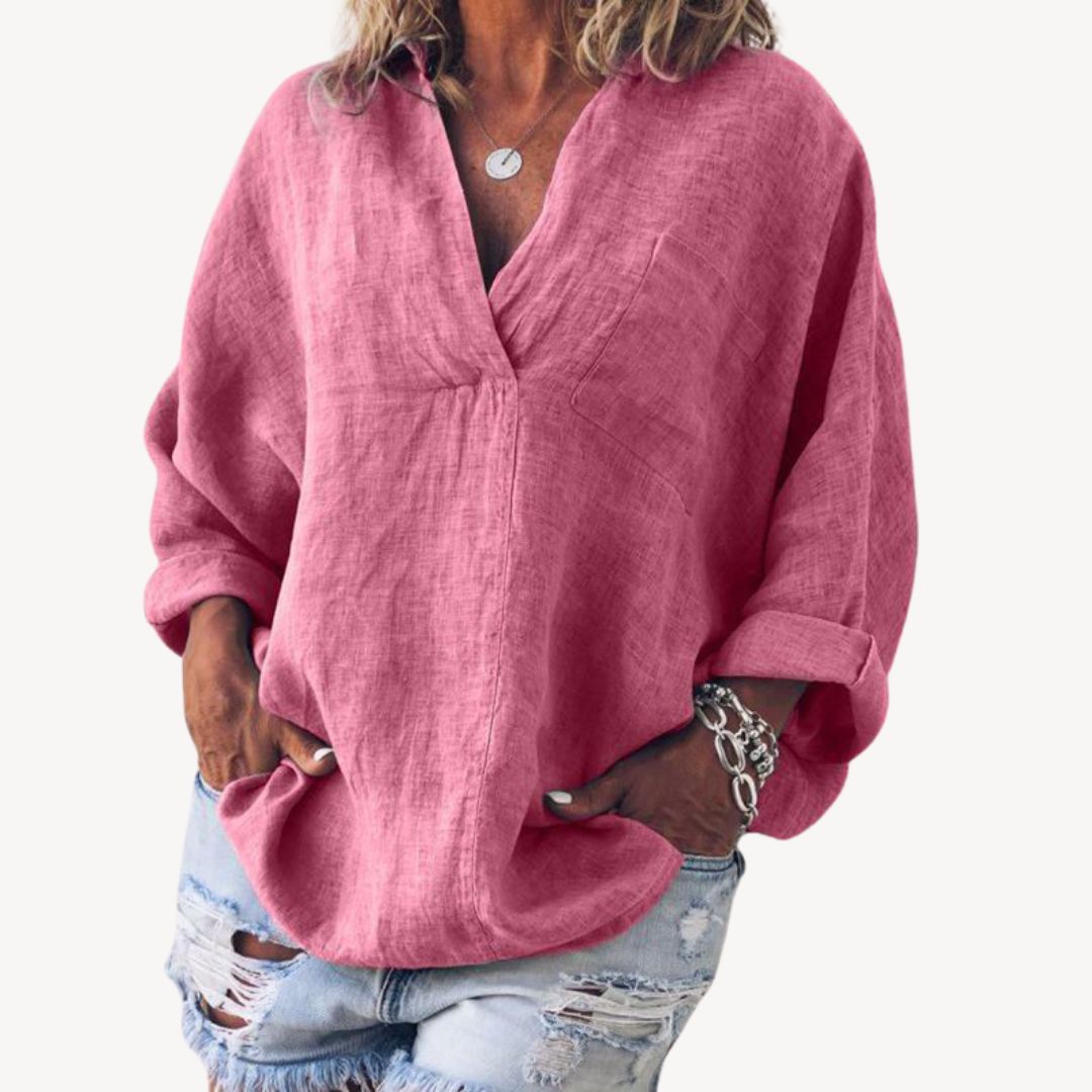 Blusa da donna oversize con scollo a V
