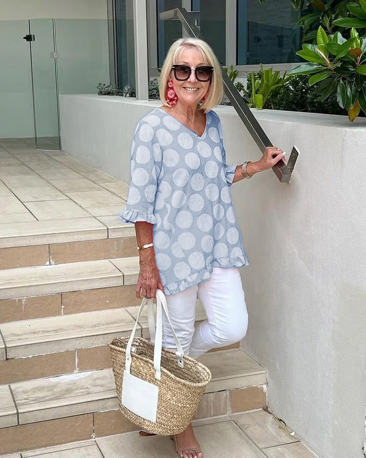 Blusa da Donna Vintage a Motivo dall'Eleganza Senza Tempo