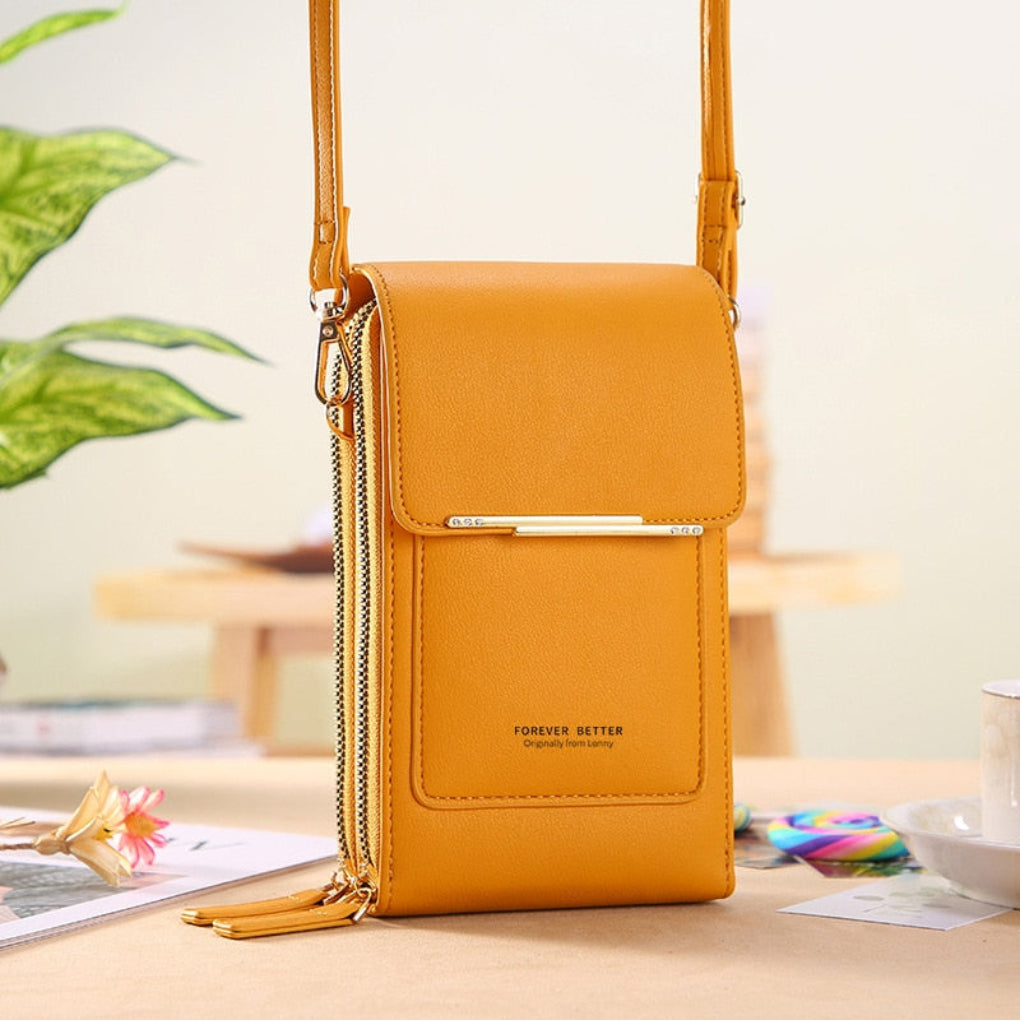 Borsa a tracolla da donna per cellulare con tasca per schermo touch