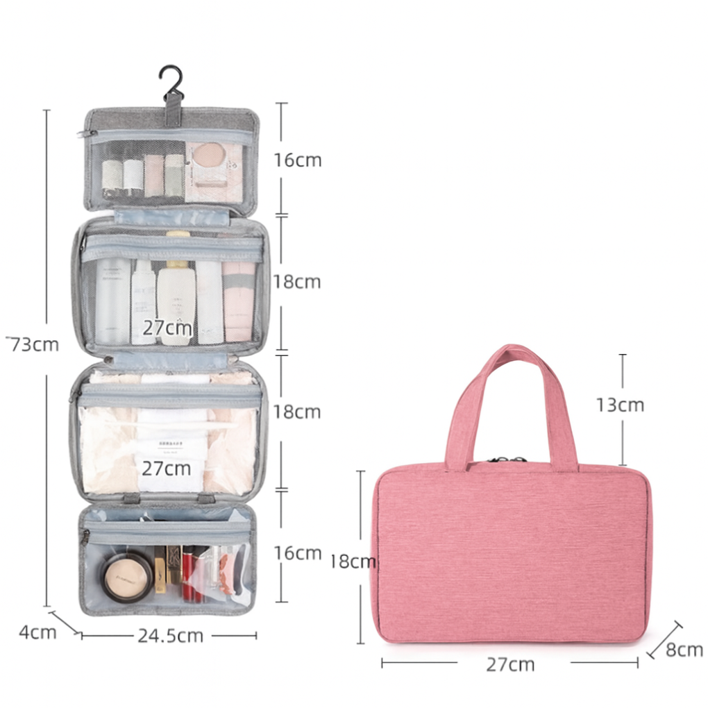 Borsa da toilette da appendere con scomparti multipli