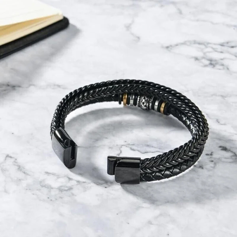 Bracciale da uomo nero a doppia fila