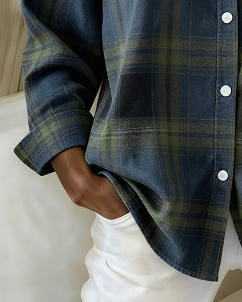 Camicia a quadri con colletto con risvolto