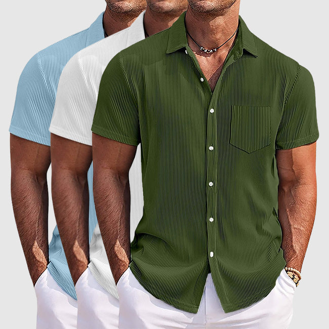 Camicia da uomo a maniche corte con colletto a rever