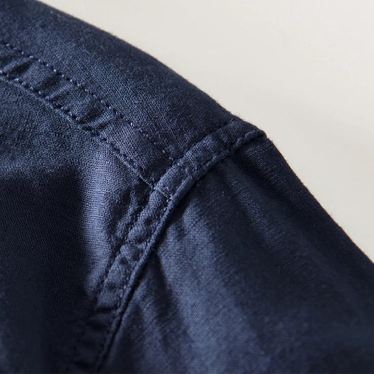Camicia da uomo a maniche lunghe con colletto alla coreana