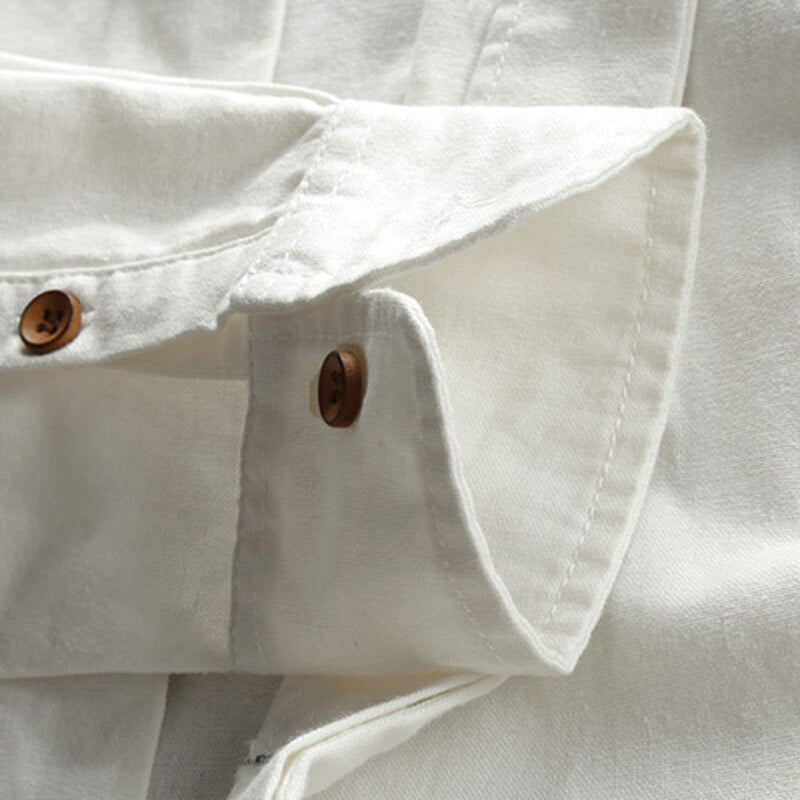 Camicia da uomo a maniche lunghe con colletto alla coreana