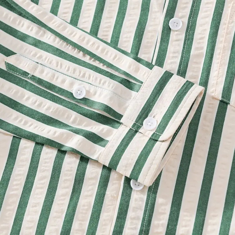 Camicia da uomo a righe a maniche lunghe