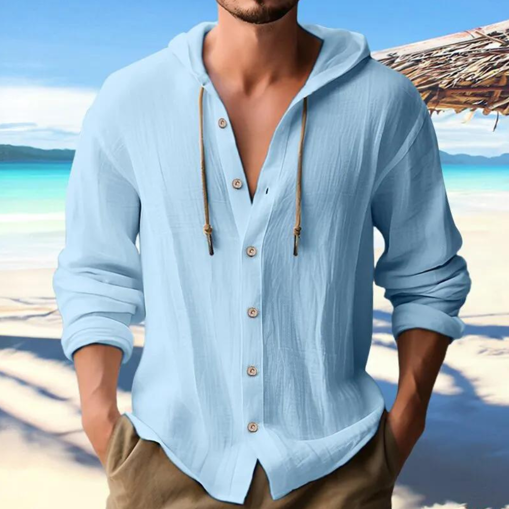 Camicia da Uomo con Cappuccio e Bottoni