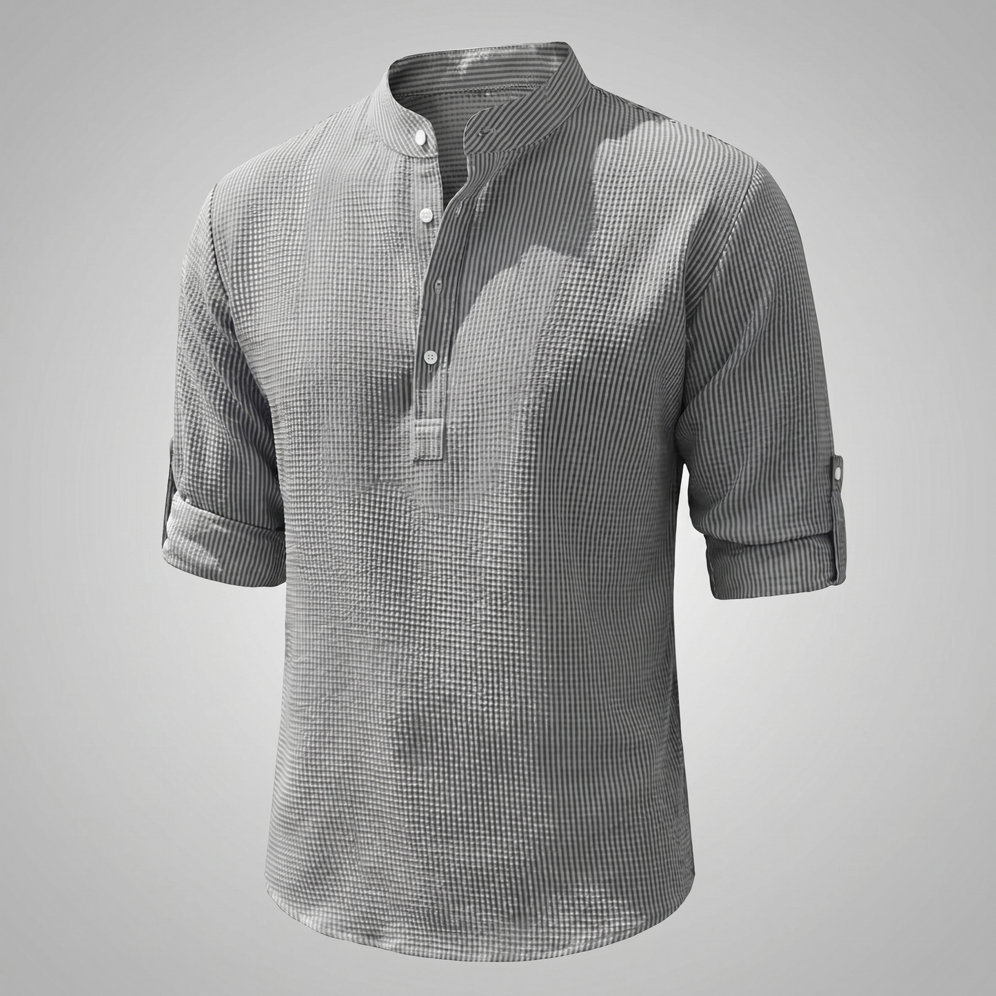 Camicia da uomo in poliestere con zip corta | Top estivo casual e traspirante