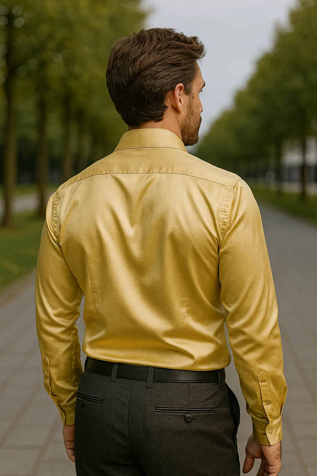 Camicia da uomo slim fit a maniche lunghe da festa