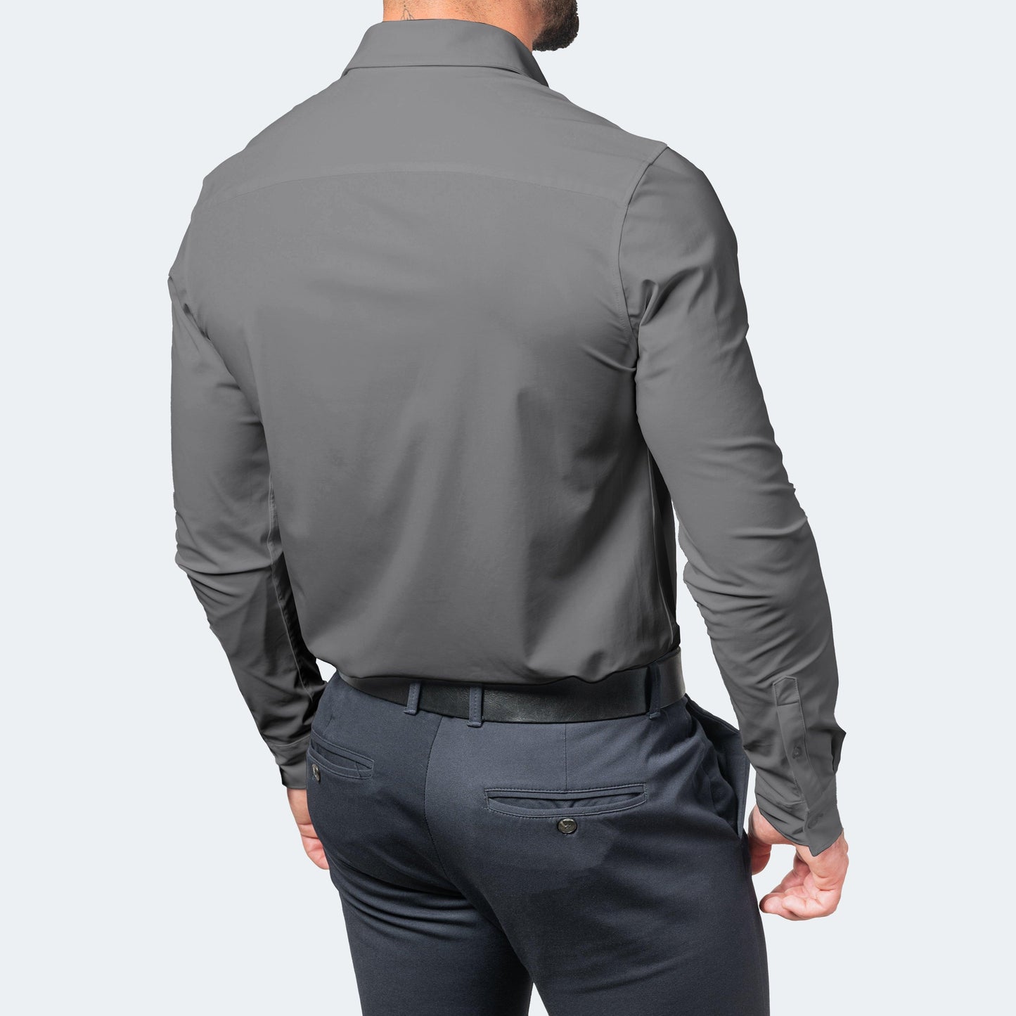 Camicia elegante da uomo in tessuto elasticizzato e no-stiro