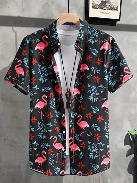 Camicia hawaiana con dinamica fantasia floreale 3D per giornate di relax
