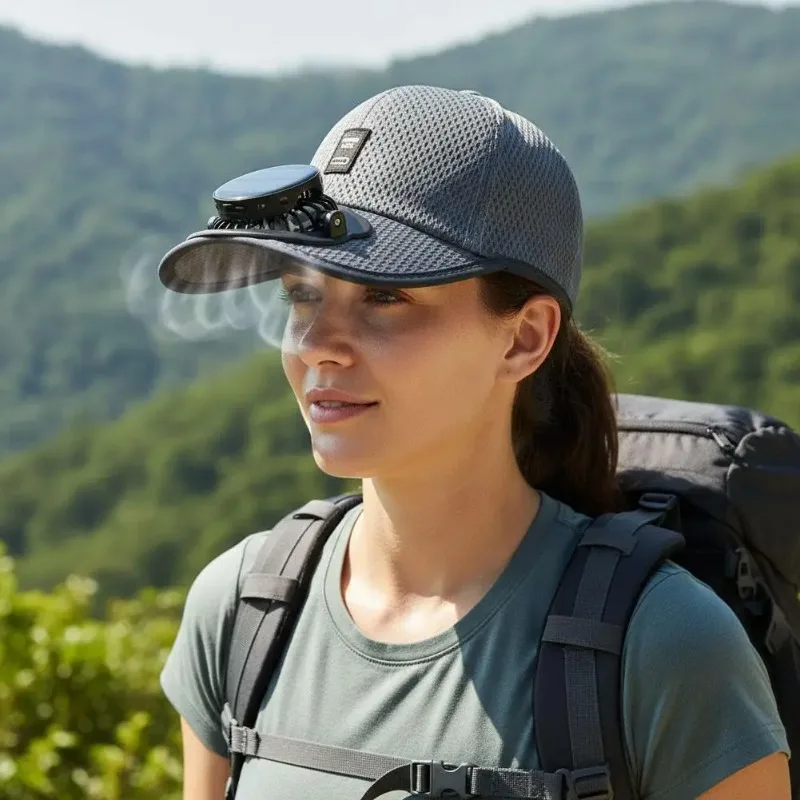Cappello da Outdoor Elegante con Ventola 2 in 1