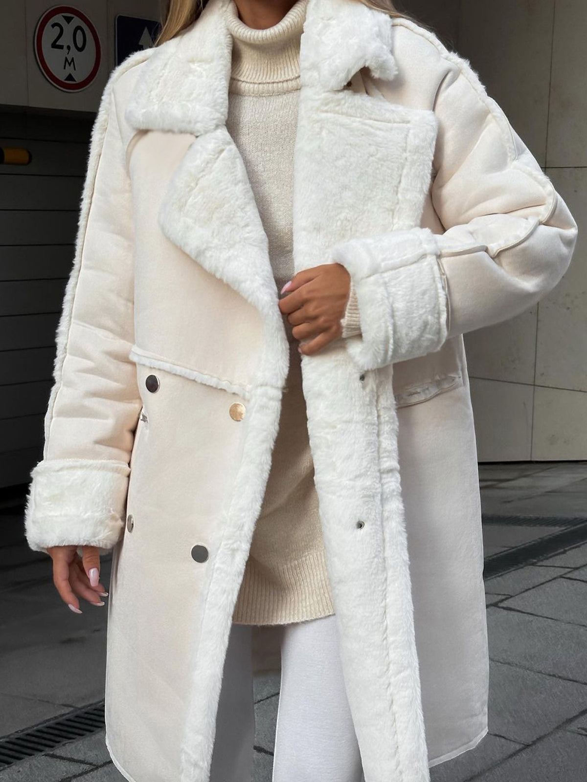 Cappotto Lungo Oversized in Shearling da Donna