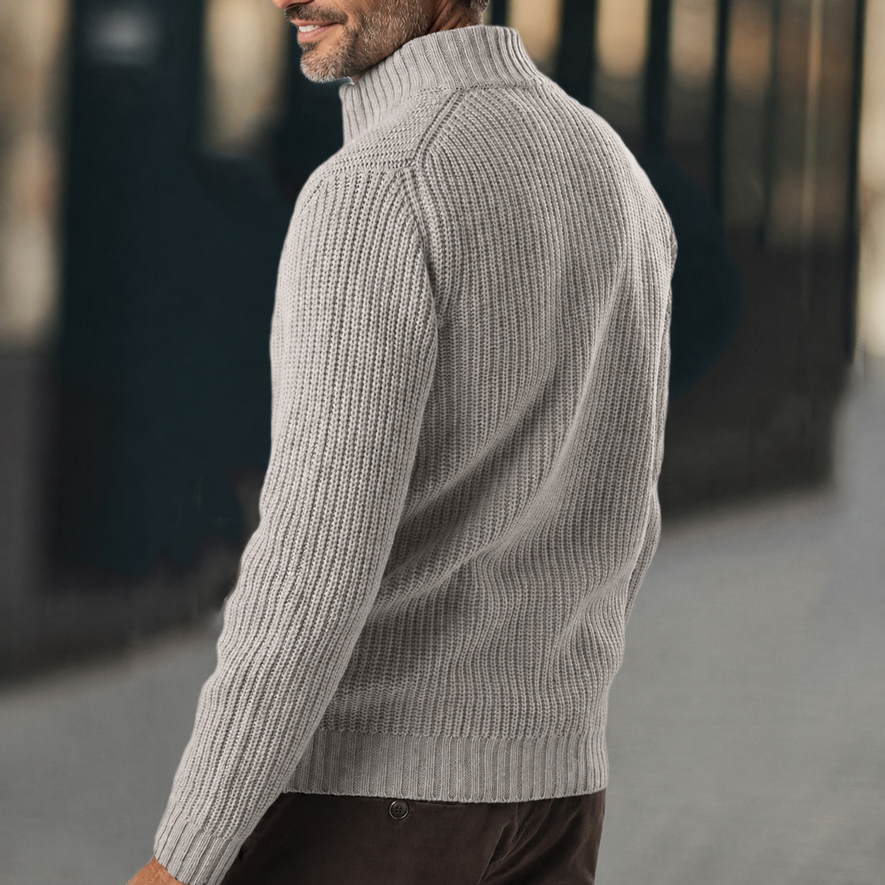 Cardigan da Uomo in Maglia a Coste con Zip