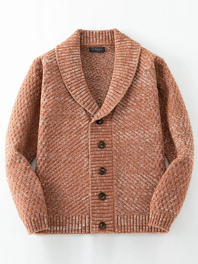 Cardigan in maglia da uomo con collo a scialle e bottoni