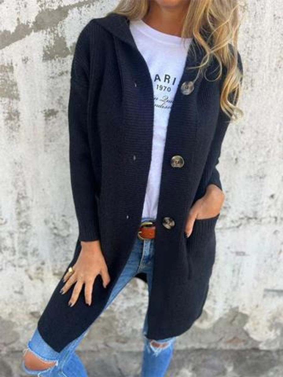 Cardigan Lungo in Maglia da Donna con Cappuccio