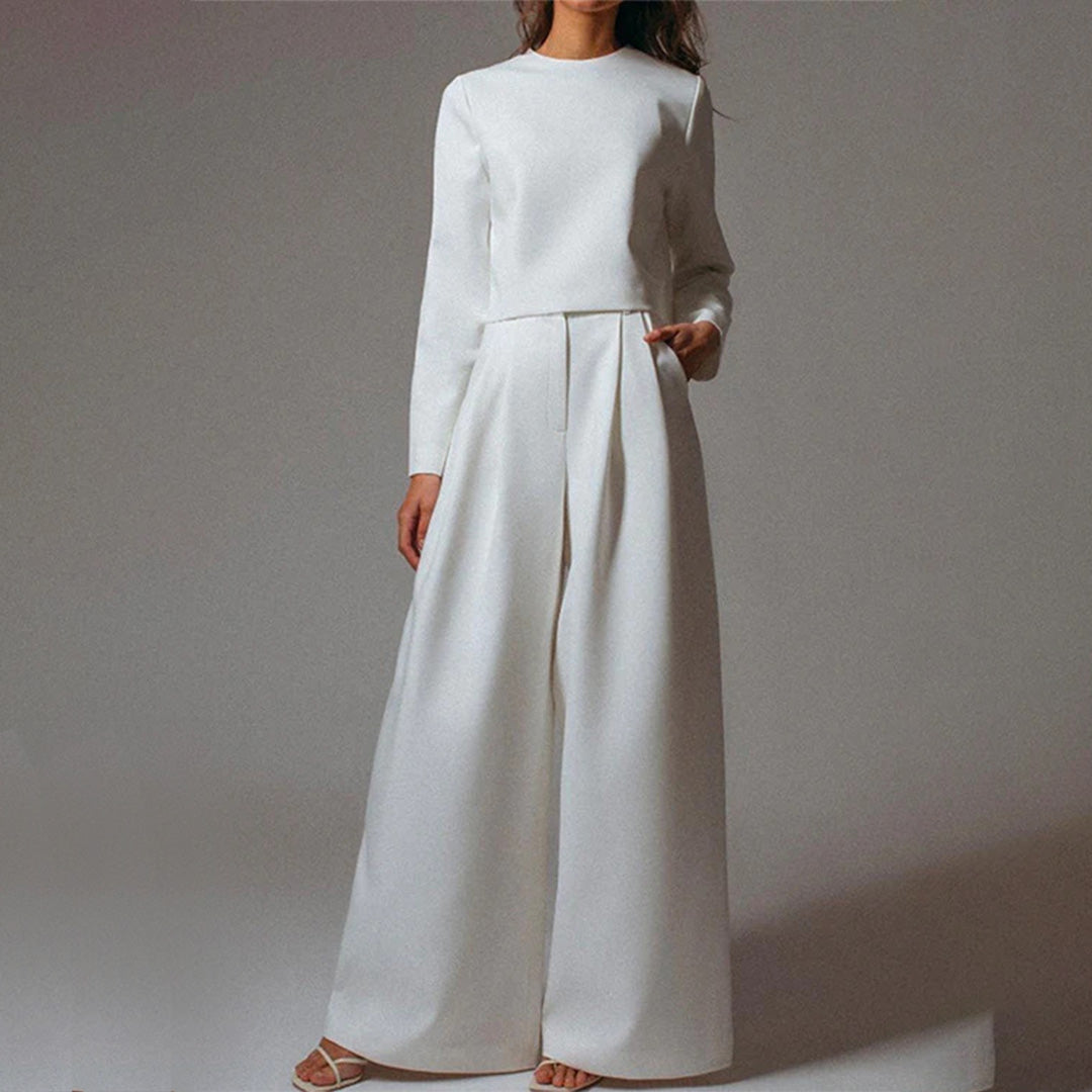 Completo da donna due pezzi con crop top a maniche lunghe