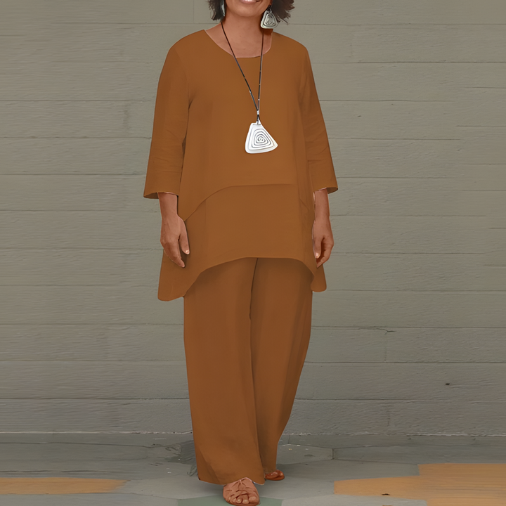 Completo da donna in lino a strati