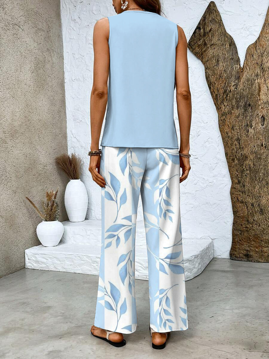 Completo Elegante da Donna con Motivo Floreale e Pantaloni Comodi