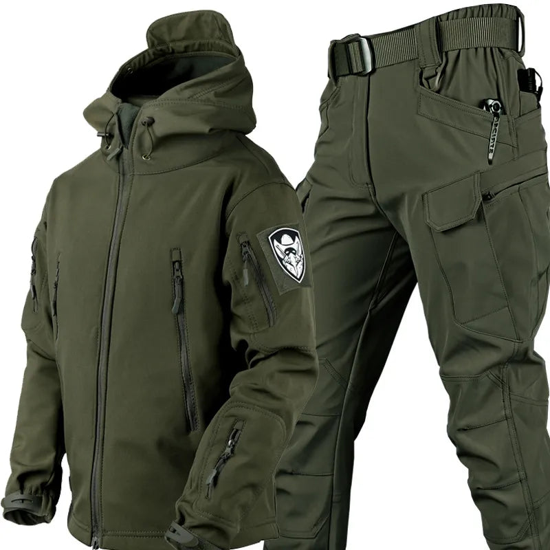 Completo Tattico da Esterno da Uomo | Giacca e Pantaloni Impermeabili e Antivento