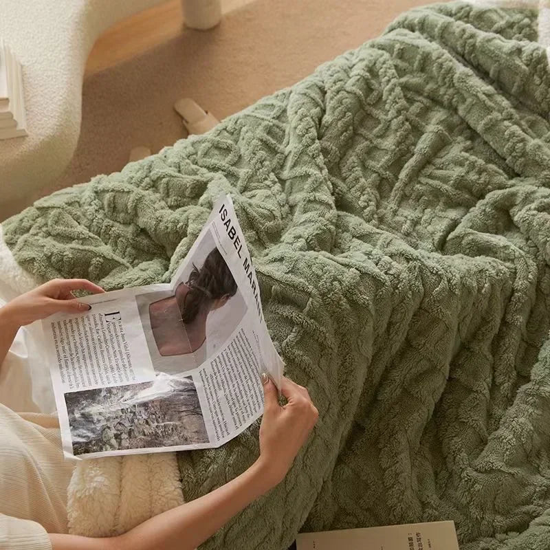 Coperta Plaid Double Face con Motivo a Rilievo