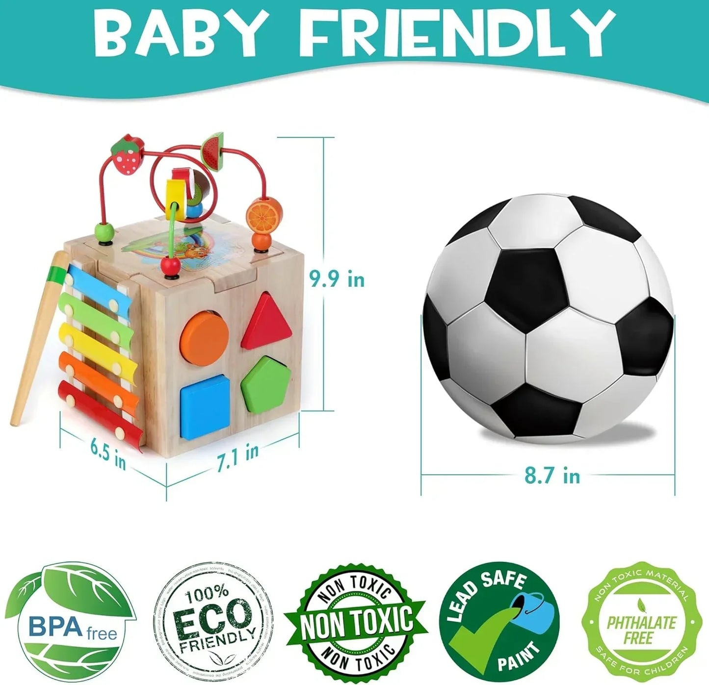 Cubo di Attività Educativo 8 in 1 in Legno per Bambini Montessori