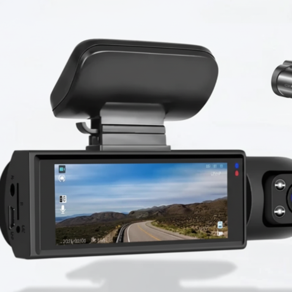 Dashcam per Auto a 3 Canali Full HD con Telecamera di Retromarcia e Visione Notturna