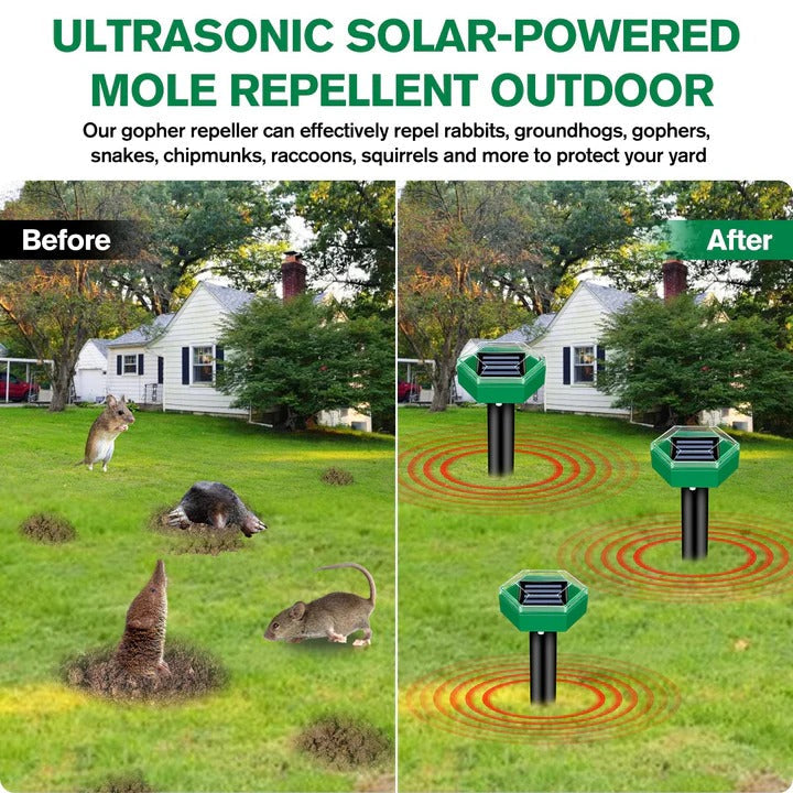 Dissuasore ad ultrasuoni solare per talpe, set da 4 pezzi