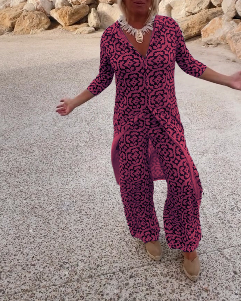 Elegante completo due pezzi stampato per uno stile quotidiano