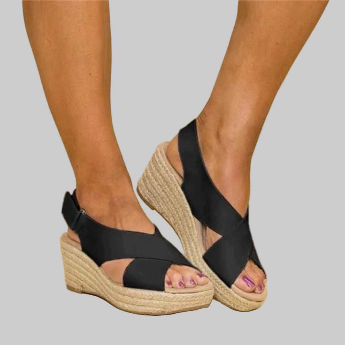 Espadrillas da donna con zeppa e cinturini incrociati