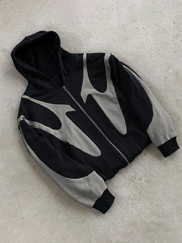 Felpa con cappuccio oversize da uomo a maniche lunghe con dettagli a contrasto in stile Y2K