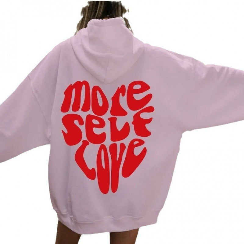 Felpa da donna con cappuccio, stampa d'impatto e vestibilità oversized