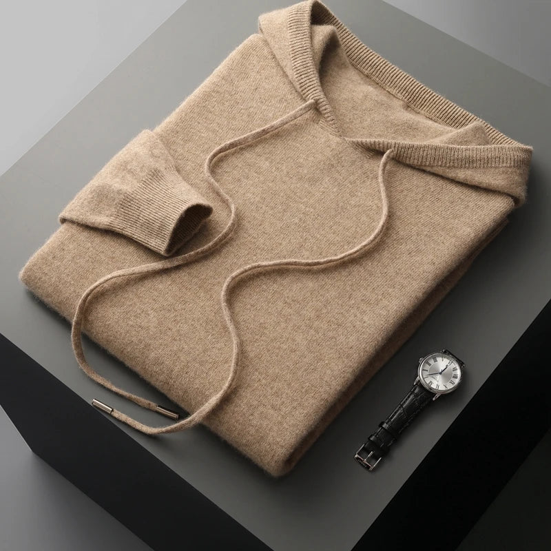 Felpa da uomo con cappuccio, coulisse e maniche lunghe