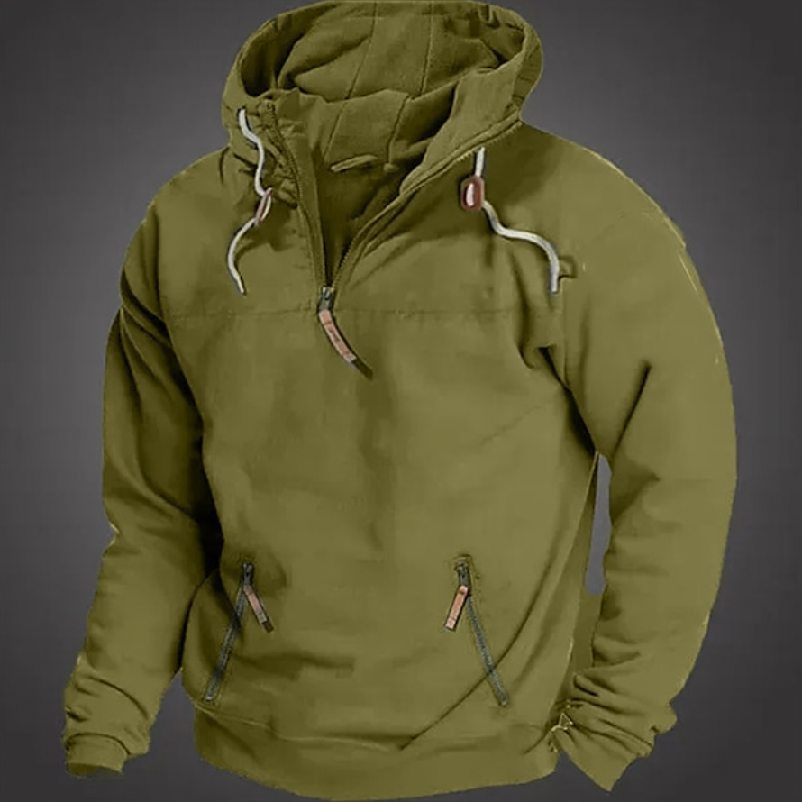 Felpa da Uomo con Cappuccio e Mezza Zip