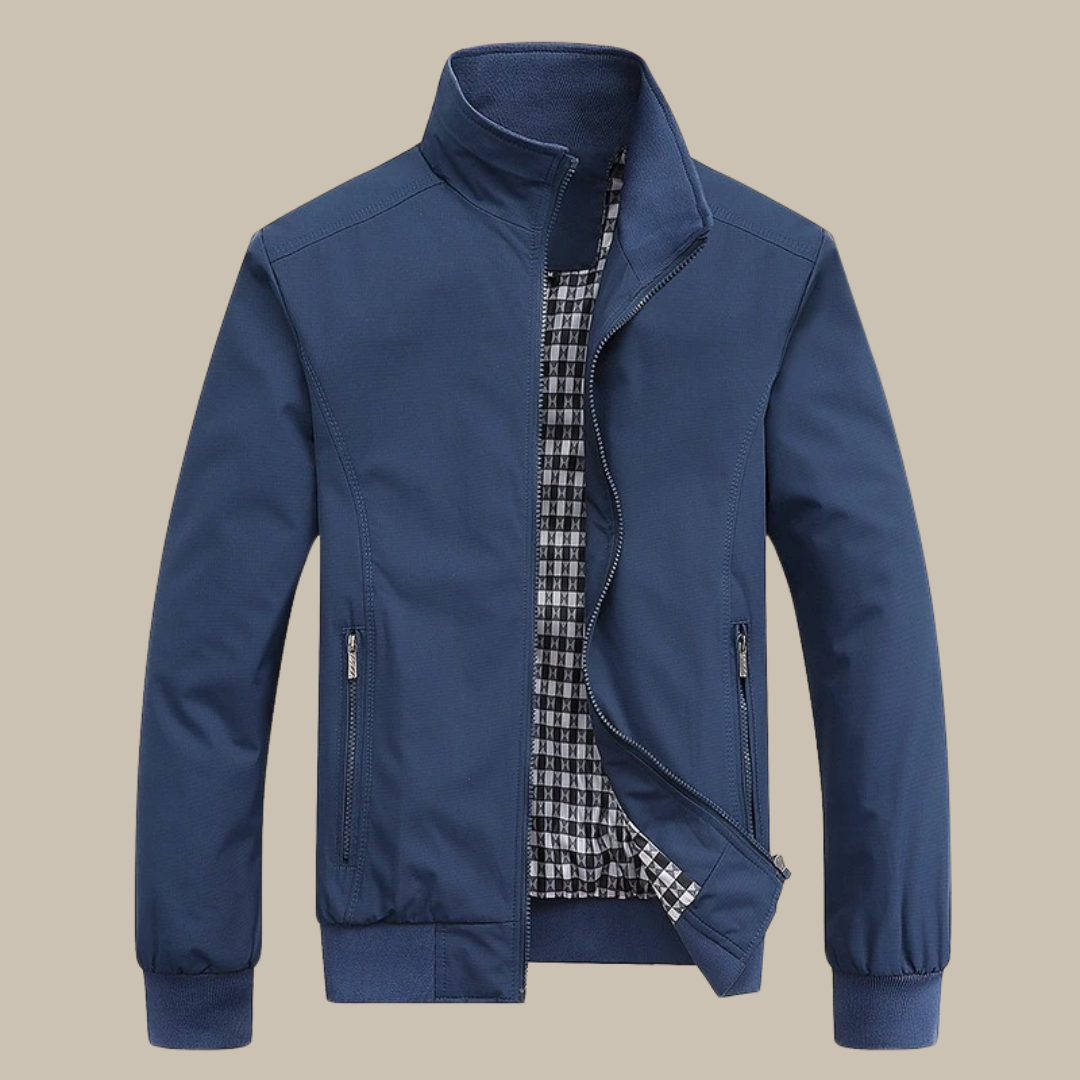 Giacca da uomo antivento dal design minimalista con morbida fodera