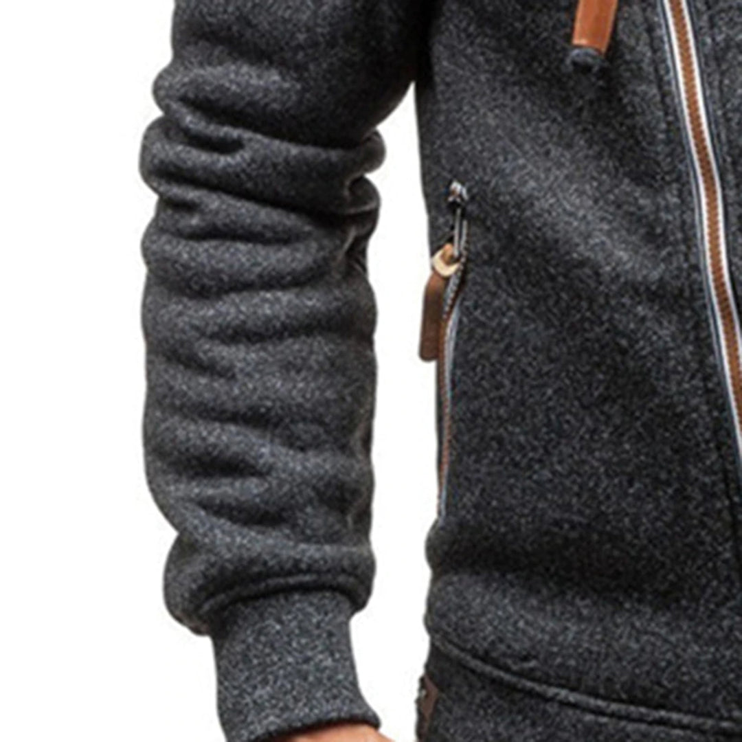 Giacca in pile da uomo con cappuccio e zip