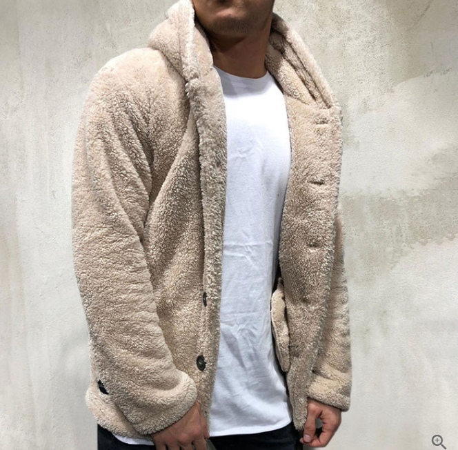 Giacca in sherpa con cappuccio da uomo