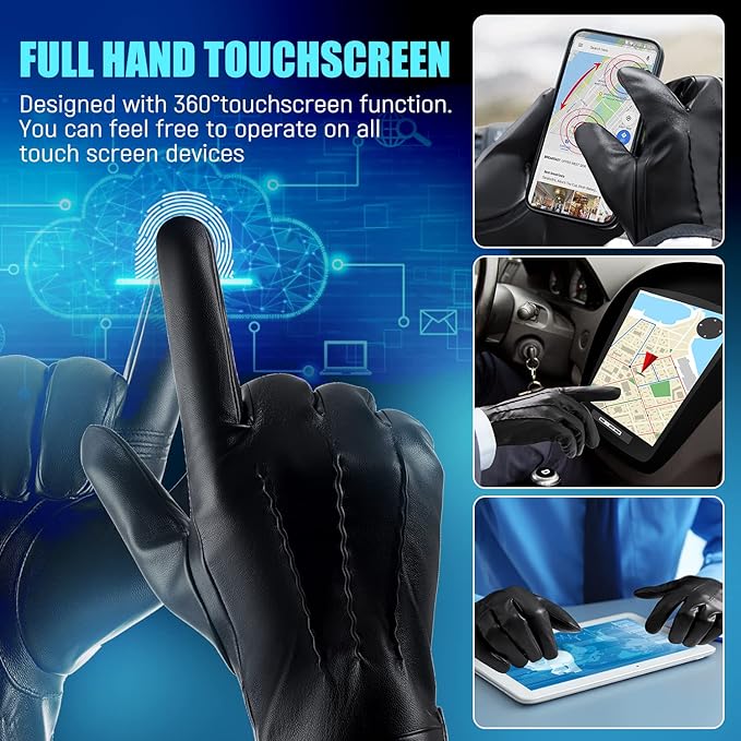 Guanti invernali in pelle compatibili con touchscreen