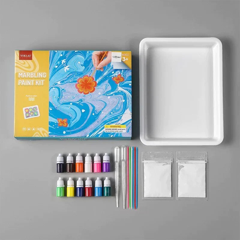 Kit artistico per pittura su acqua effetto marmo per bambini