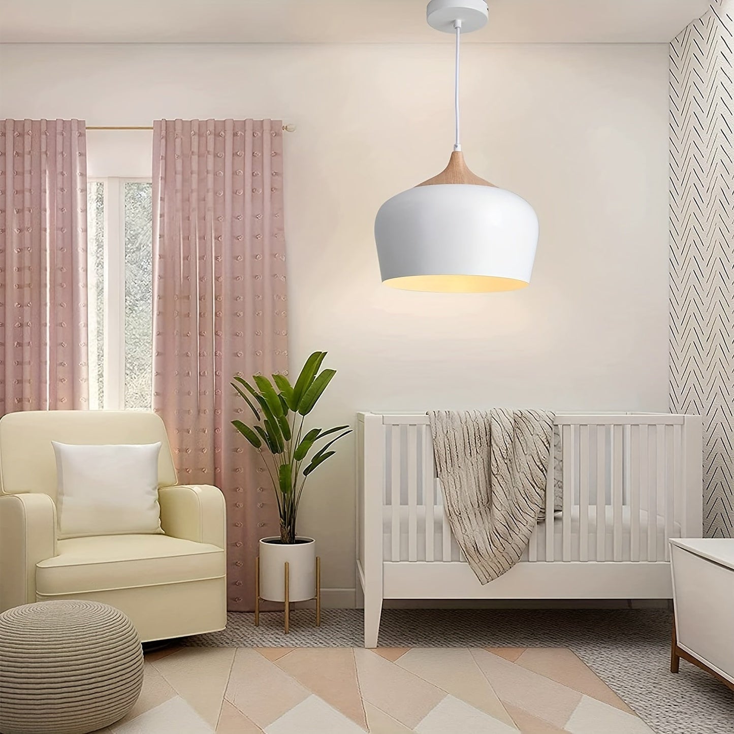 Lampada a sospensione moderna in stile scandinavo | Struttura in ferro con dettagli in legno