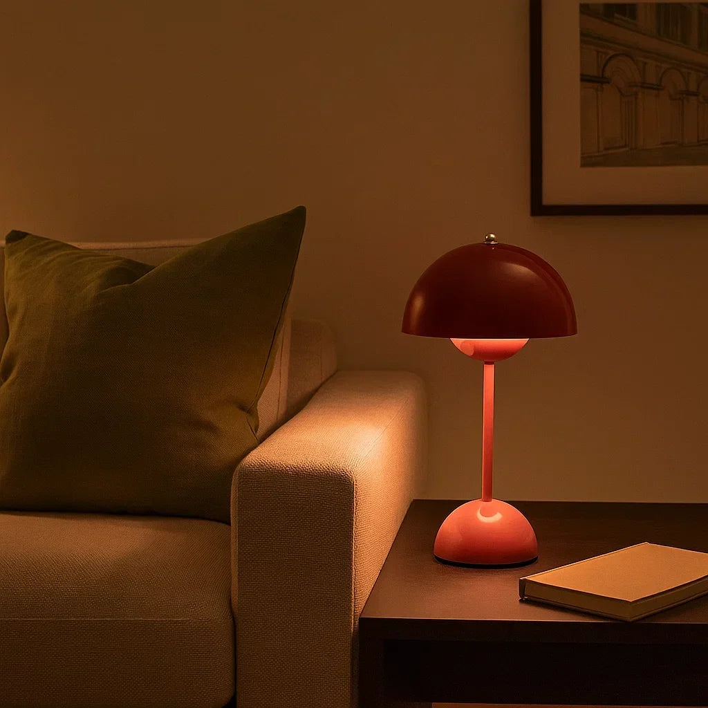 Lampada LED wireless dimmerabile a forma di fungo in stile scandinavo