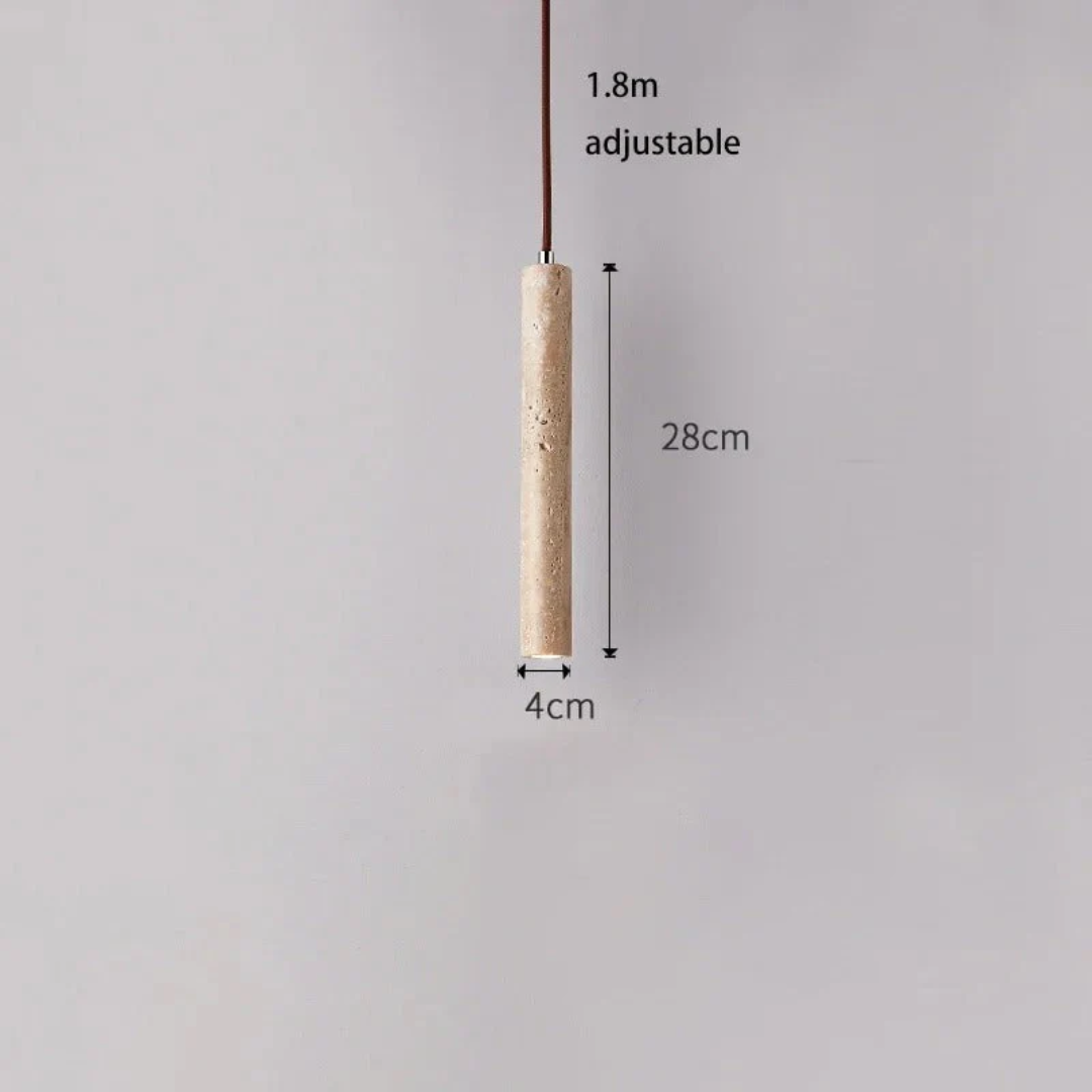 Lampadario LED minimalista in travertino stile Wabi-Sabi