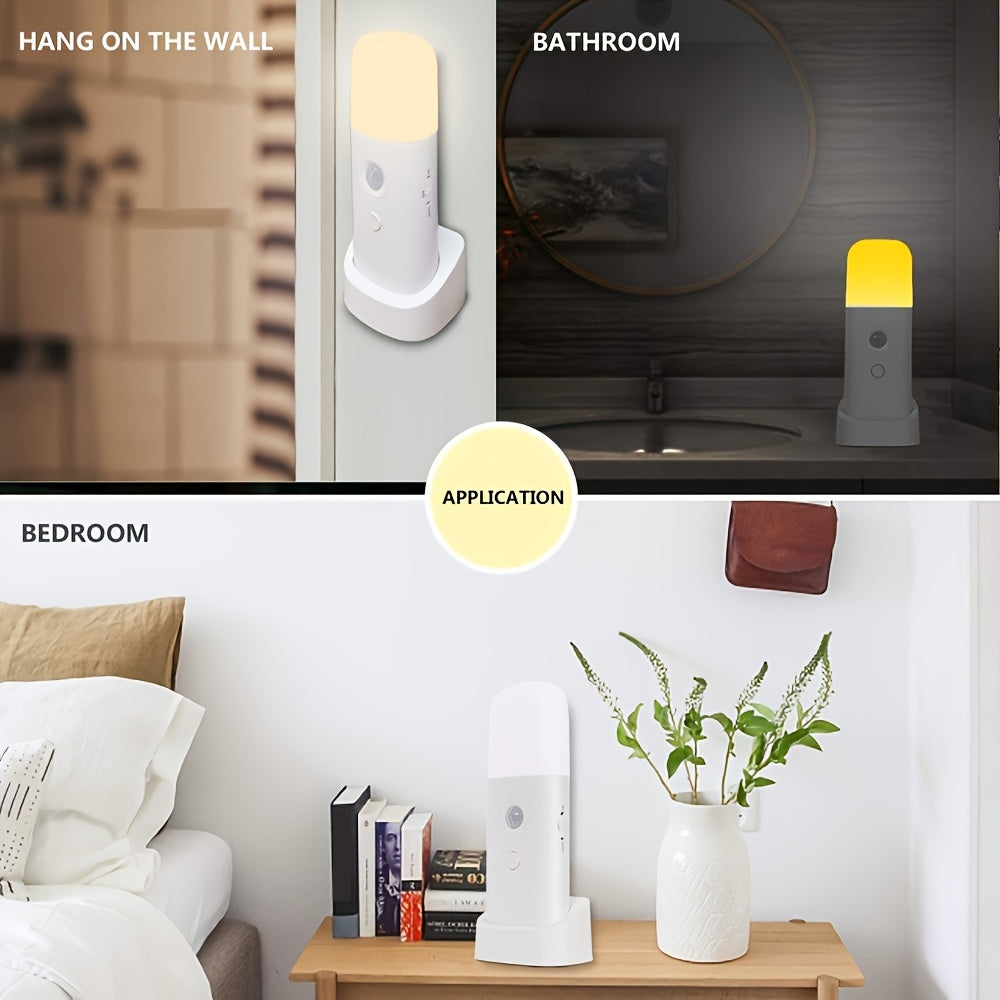 Luce Notturna a LED con Sensore di Movimento – Ricaricabile USB e con Luminosità Regolabile per Camere da Letto e Corridoi