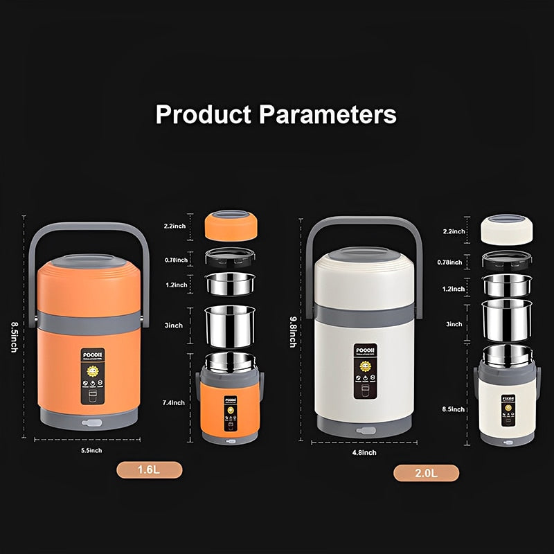 Lunch box riscaldabile USB | Scaldavivande portatile in acciaio inox 304